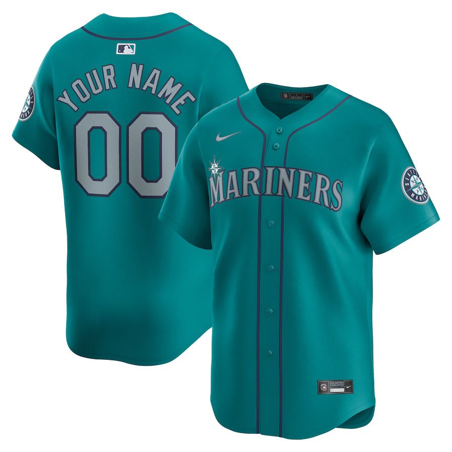 Men Seattle Mariners Nike Aqua Alternate Limited Custom MLB Jersey->customized mlb jersey->Custom Jersey